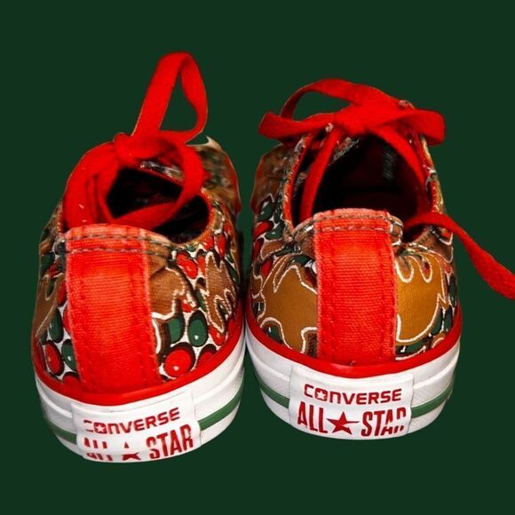 Converse Chuck Taylor All Star GS Christmas Gingerbread Canvas Sneakers Size 2 - Picture 3 of 7